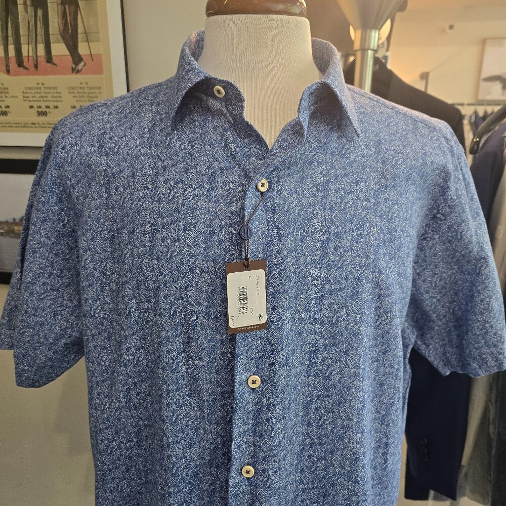 NWT David Donahue short sleeve button front shirt